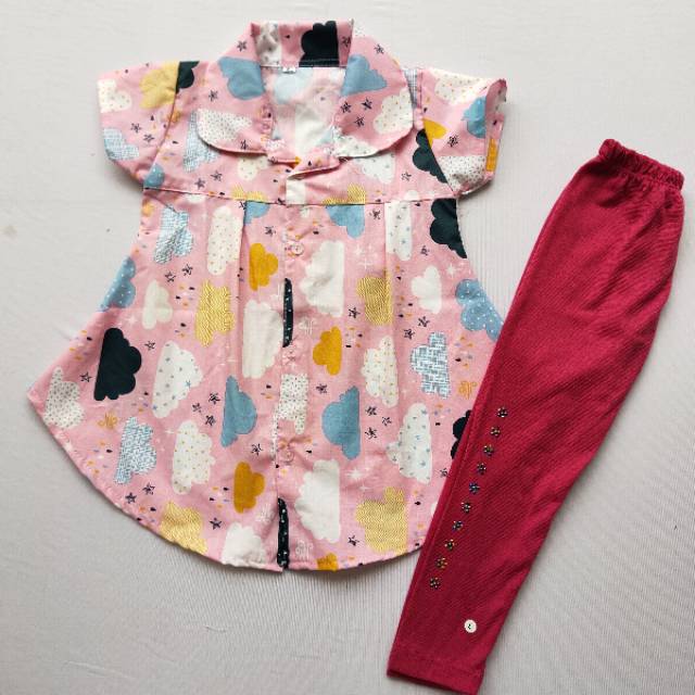 SETELAN KEMEJA TUNIK LEGGING ANAK POLYMIKRO  2TH-6TH