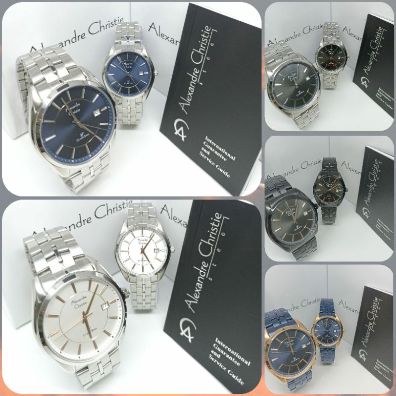 Jam Tangan Couple Alexandre Christie 8578 AC8578 AC Couple Tali Besi / Stainless steel
