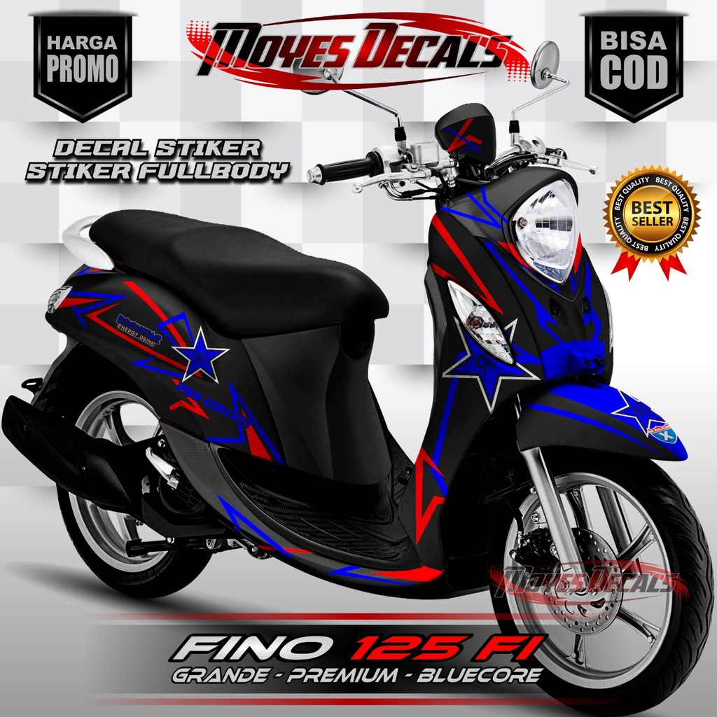Decal Stiker Motor Fino 125 Fi Stiker FullBody Motif Vareasi Warna Biru Stiker Decal Motor Fino Full