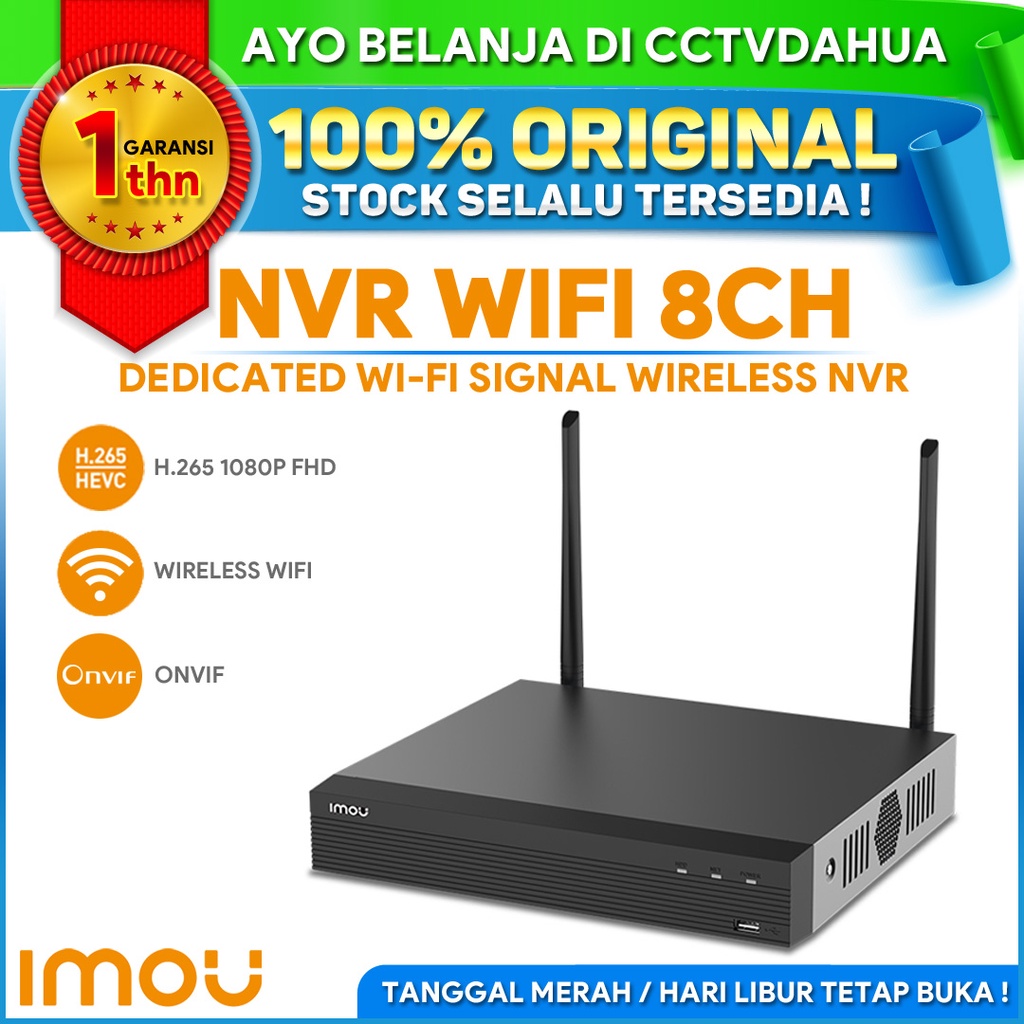 IMOU NVR Wireless 8CH NVR1108HS-W-S2 1080P H265 ONVIF Bergaransi Resmi