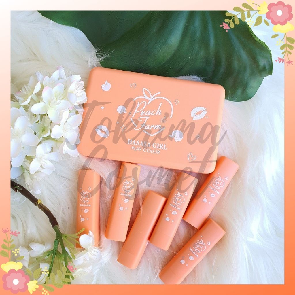 [6PCS] HASAYA GIRL MINI LIPSTICK PEACH FARM SERIES (dapat 1 set + kaca) / TOKRIMACOSMET