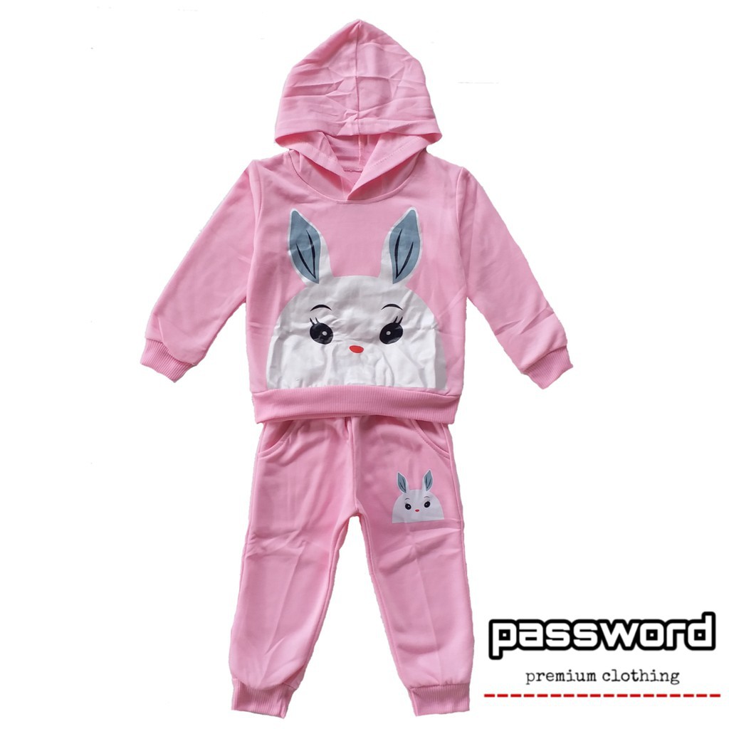 PASSWORD BUNNY HOODIE Setelan Sweater 1 - 7 Tahun Baju Anak Berkualitas