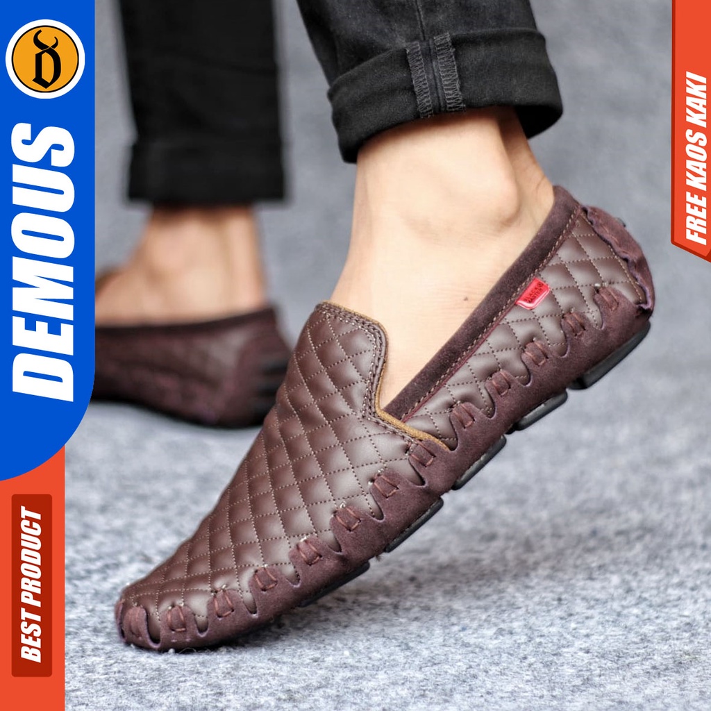 DEMOUS JIRAGA Sepatu Casual Slip On Kulit Asli Kerja Pria