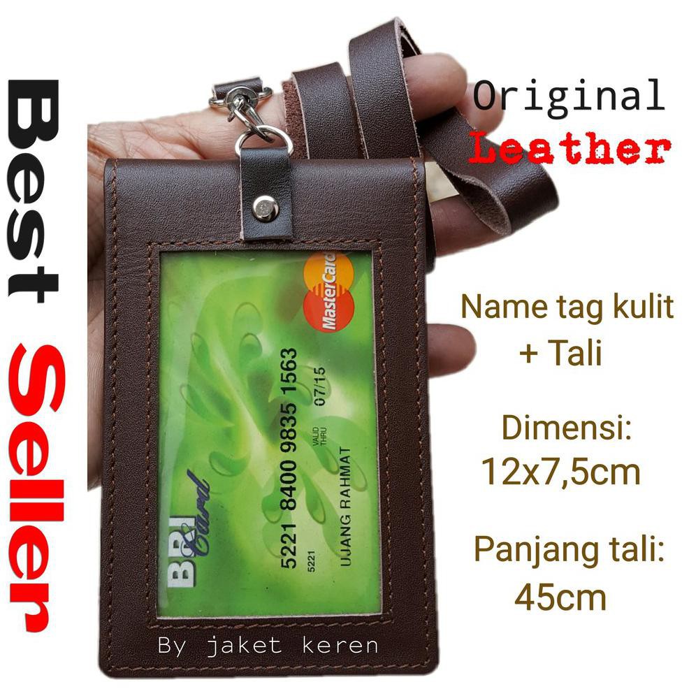 

Id Card Holder Double Flip Magnet Tali Kulit Coklat