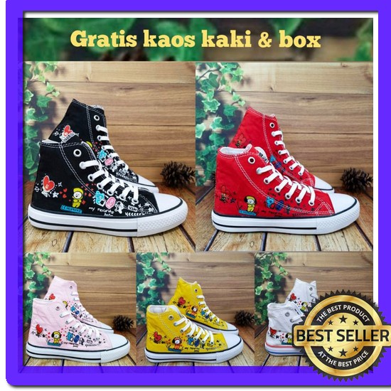 Sepatu Anak Jordan High Laki Laki Perempuan Umur 3-10 Tahun Import Qua Sepatu Anak Bts Bt21  Anak Pe