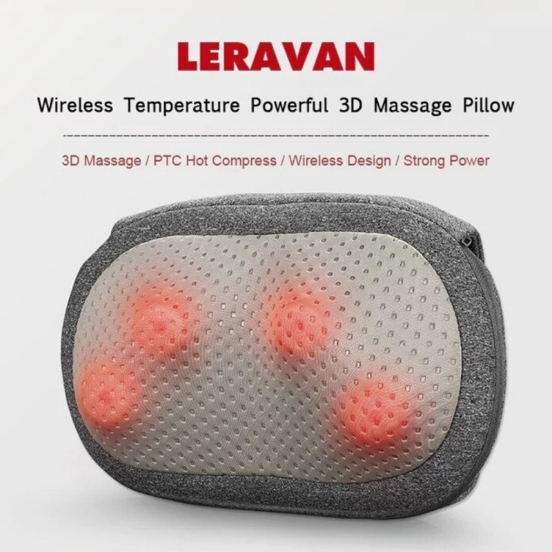 Bantal Pijat 3D Neck Massage Kneading Heating Rechargeable 2600mAh Xmi