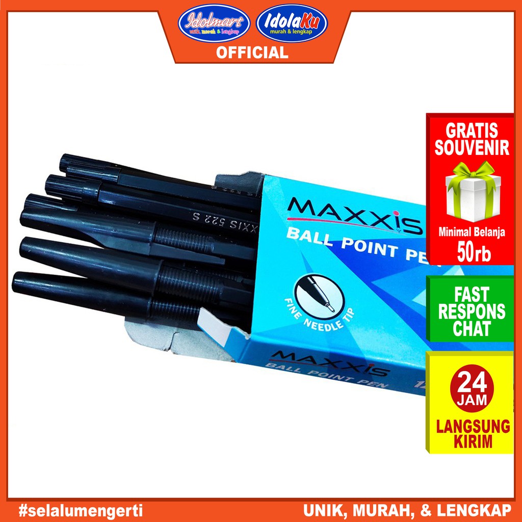 

IDOLMART Pen Maxxis Bolpoin Murah 1 pack isi 12 pcs pulpen maxxis pen murah 1 pak Karawang