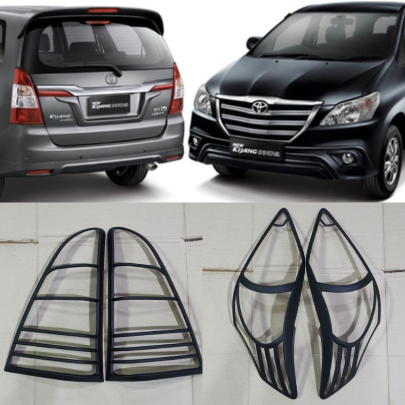 Paket Garnish Frame Lampu Depan Dpn Belakang Blk Mobil Grand Innova Inova Tahun 2012 20132014 2015 W