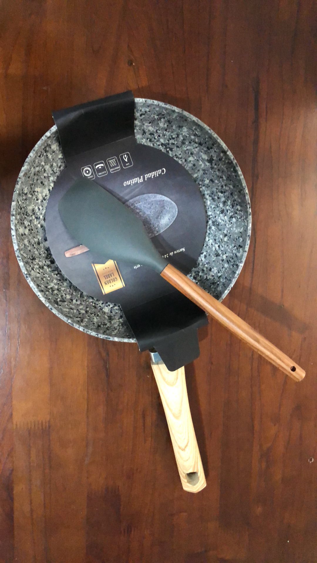 Granite Panci Fry Pan Grill Pan Casserole Marble Granit Granite Penggorengan Pemanggang Anti Lengket