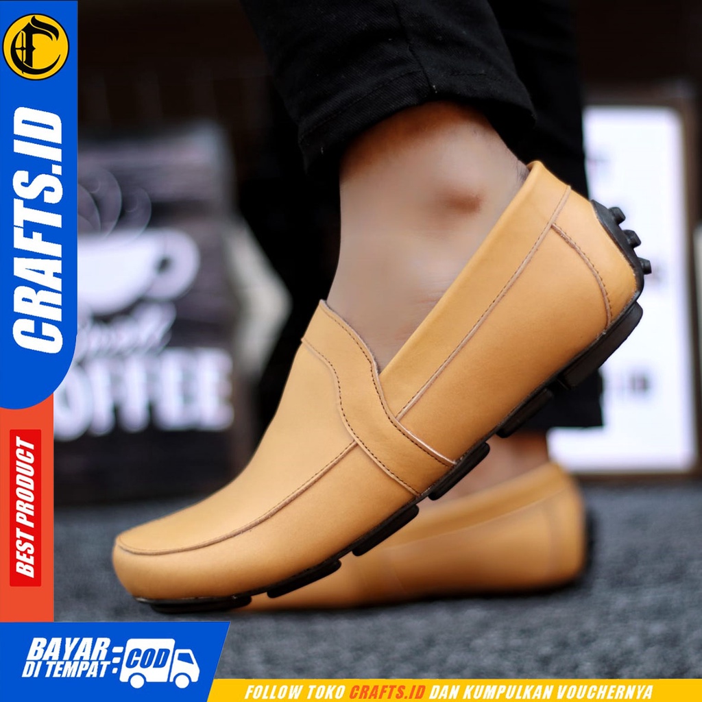 Crafts Yamca - Sepatu Kulit Slip On Casual Kerja Pria