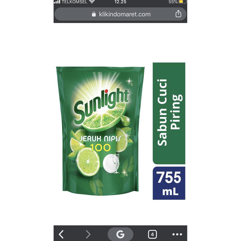 Sunlight Lime 755 ml ( 1 karton isi 12 pouch )
