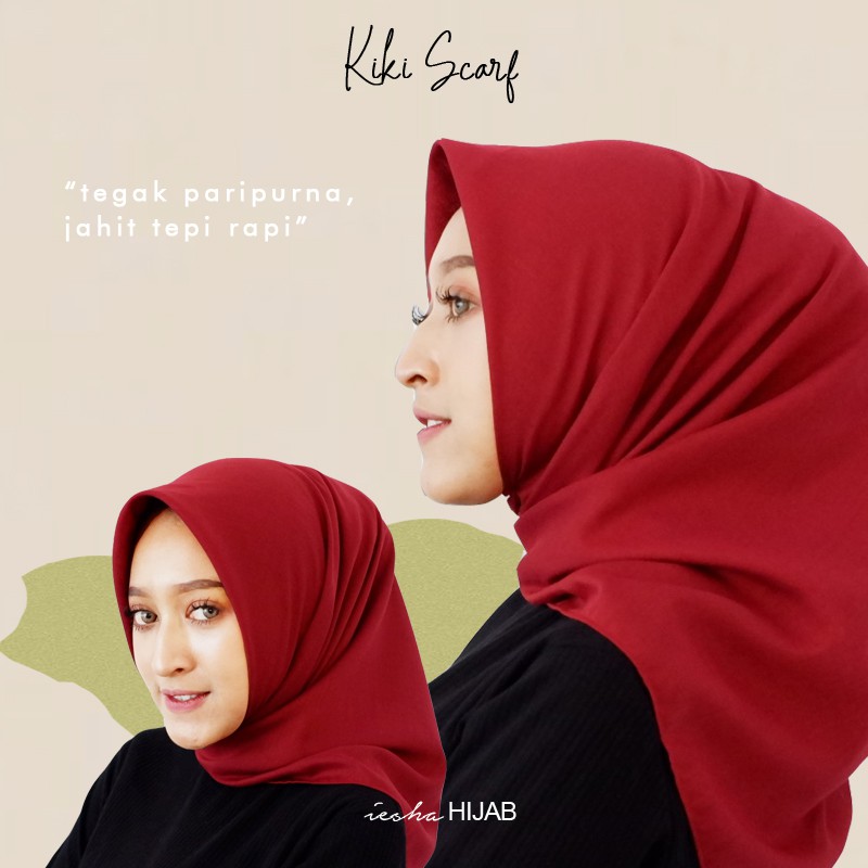 JILBAB MAROON, SEGI EMPAT, JILBAB MERAH MAROON, KERUDUNG KATUN, TEGAK DI DAHI, HIJAB DAILY, JILBAB M