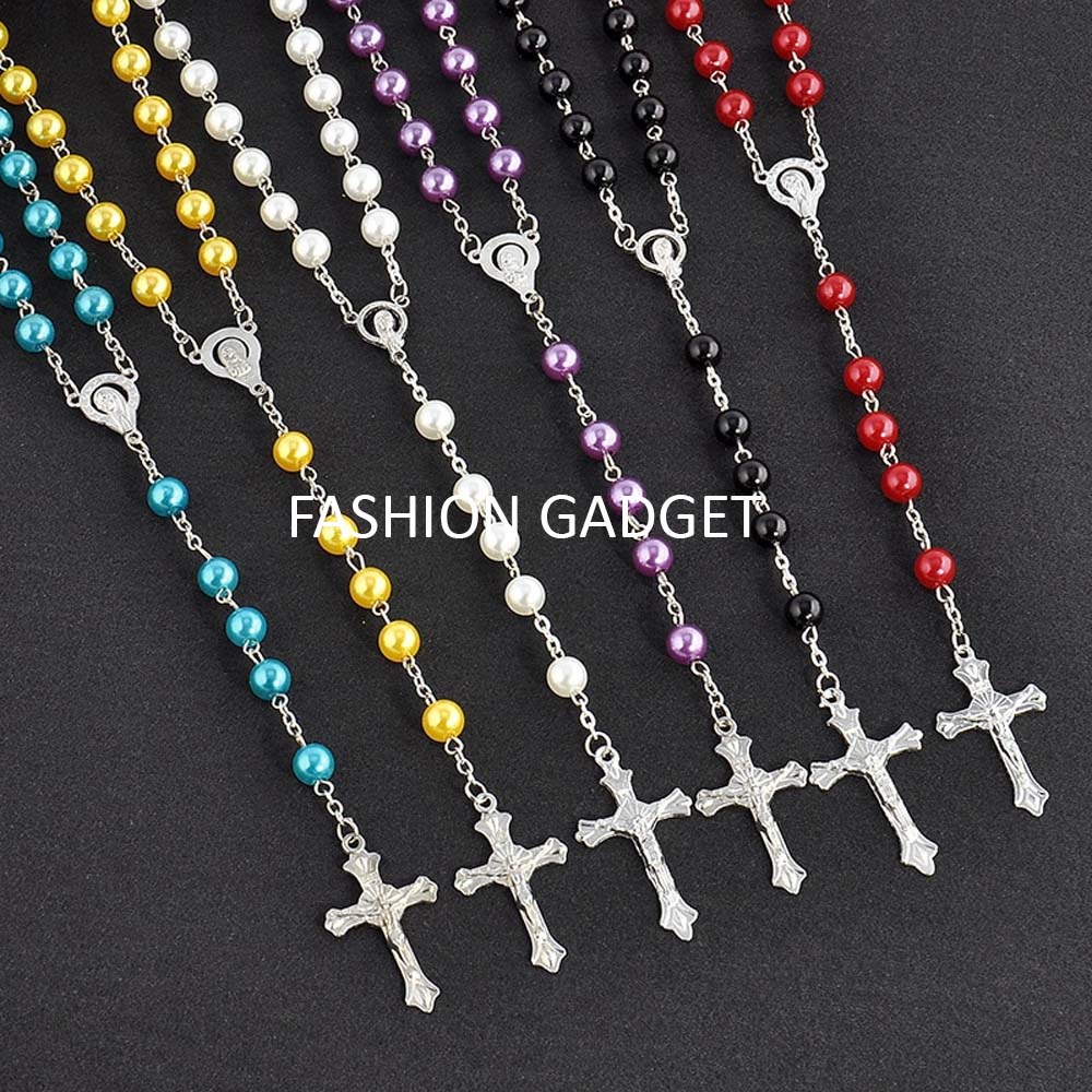 Kalung Rosario Fosfor Padi / Kayu Wangi Kalung Salib kalung Salip Rosary Neclace Liontin