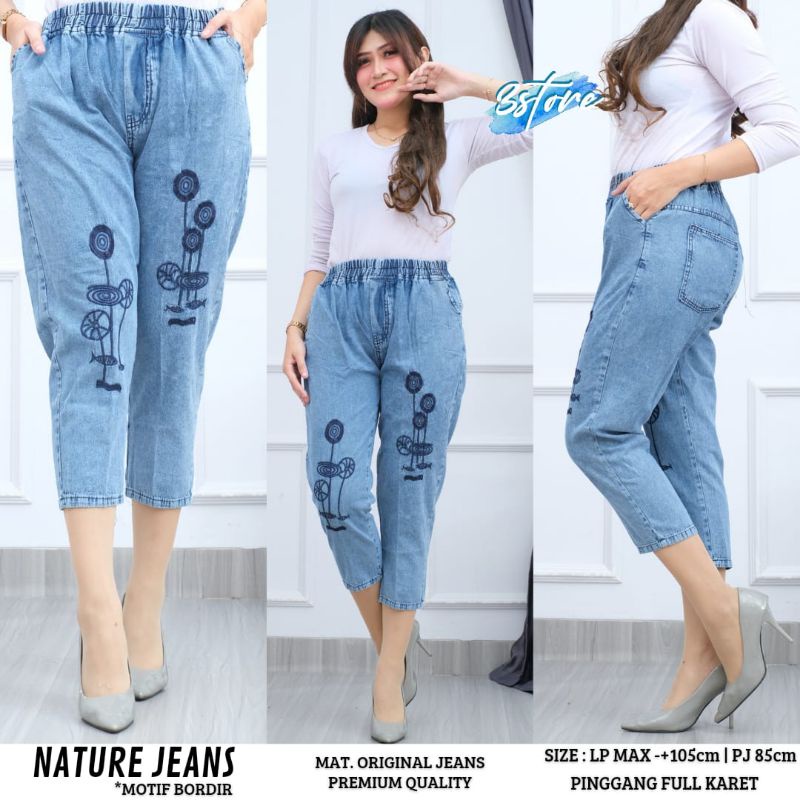 Harem Jeans Bordir Embordy One Colour - Baggy Pants Bordir Nature