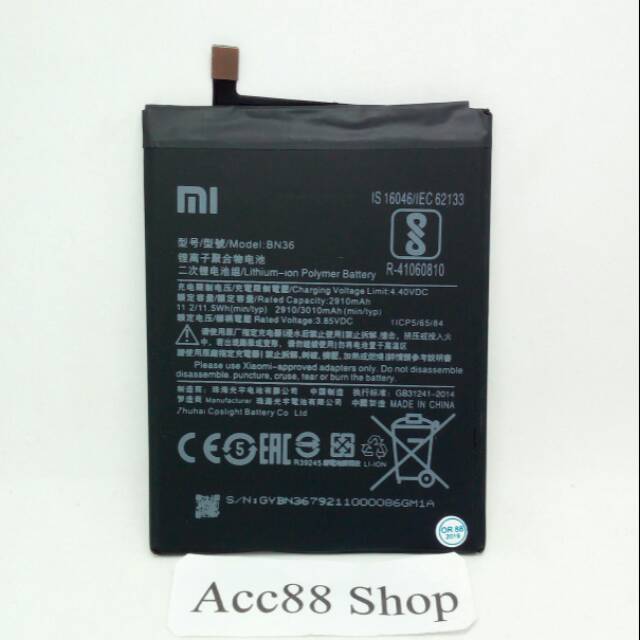 Baterai Batre Battery Original Xiaomi Mi 6x BN36