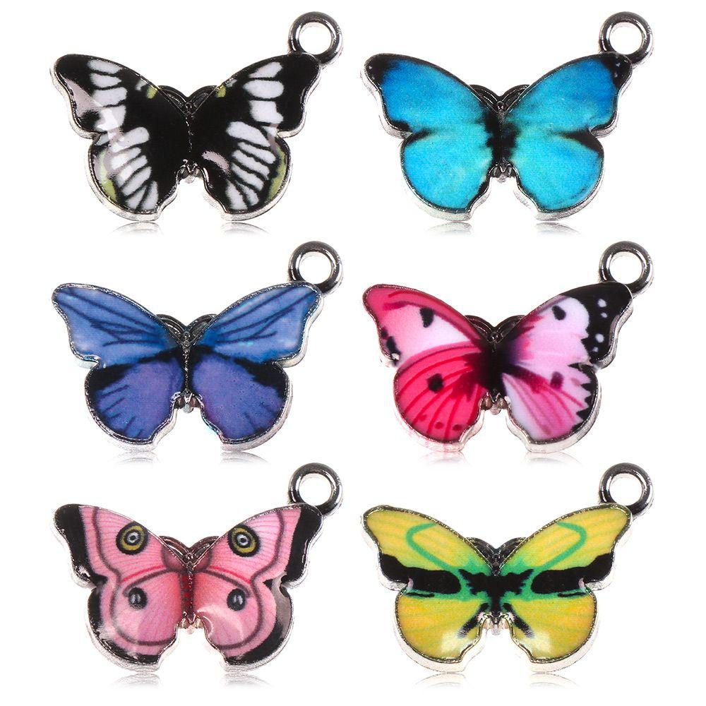 Top 10PCS Butterfly Charms Hadiah Kalung Gelang Anting Kerajinan Tangan Hewan Lucu