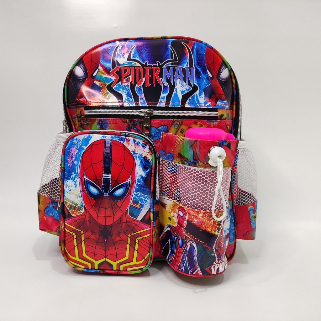 Tas Ransel Anak Sekolah Laki-Laki Kecil Spiderman / Untuk TK sampai SD / Gratis Botol Minum / Termur