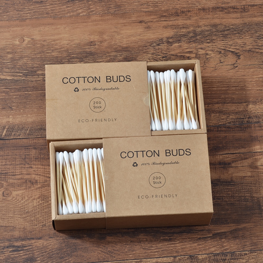 Biode Cotton Buds Korek Kuping 200PCS Kualitas Bagus Grade A tidak mudah bengkok Kapas Asli Batang dari Bambu Koton But Cotonbut KotonBut Kotonbud CotoonBut Cotoonbud Cotonbud pembersih telinga Curek kotoran telinga Grosir Murah kwalitas bagus