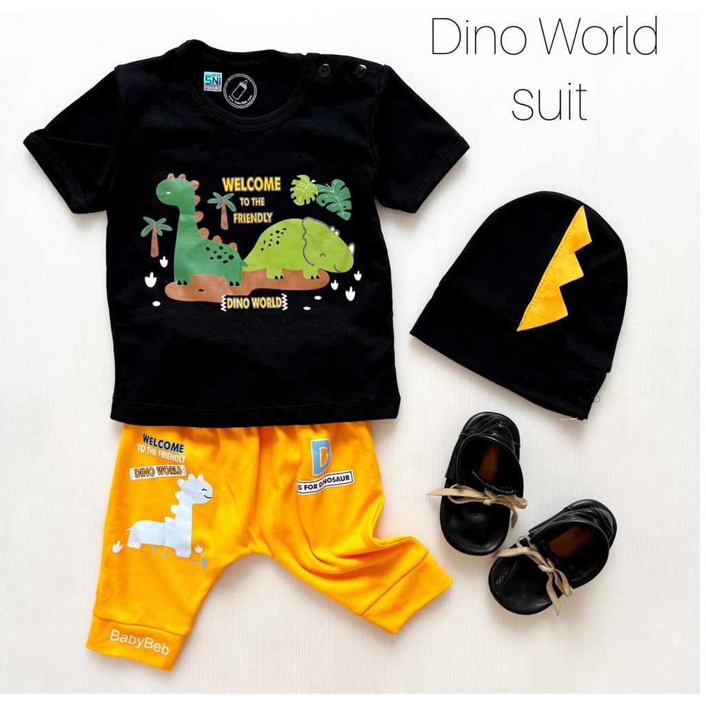 BERSERTIFIKASI SNI Babybeb Fox / Dino World / Dave / Red Spider / Baju setelan kaos celana pergi jalan lucu fashion anak bayi cowok laki murah REALPIC TERLARIS