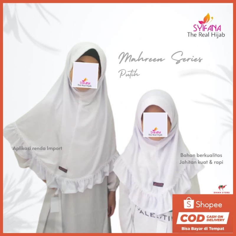 Syifana Hijab Jilbab Pashmina Anak Instan Syari Warna Putih Polos