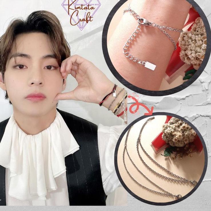 Paling popular Gelang Rantai Taehyung V BTS (Baja + Stainless Anti Karat) ☋ Diskon