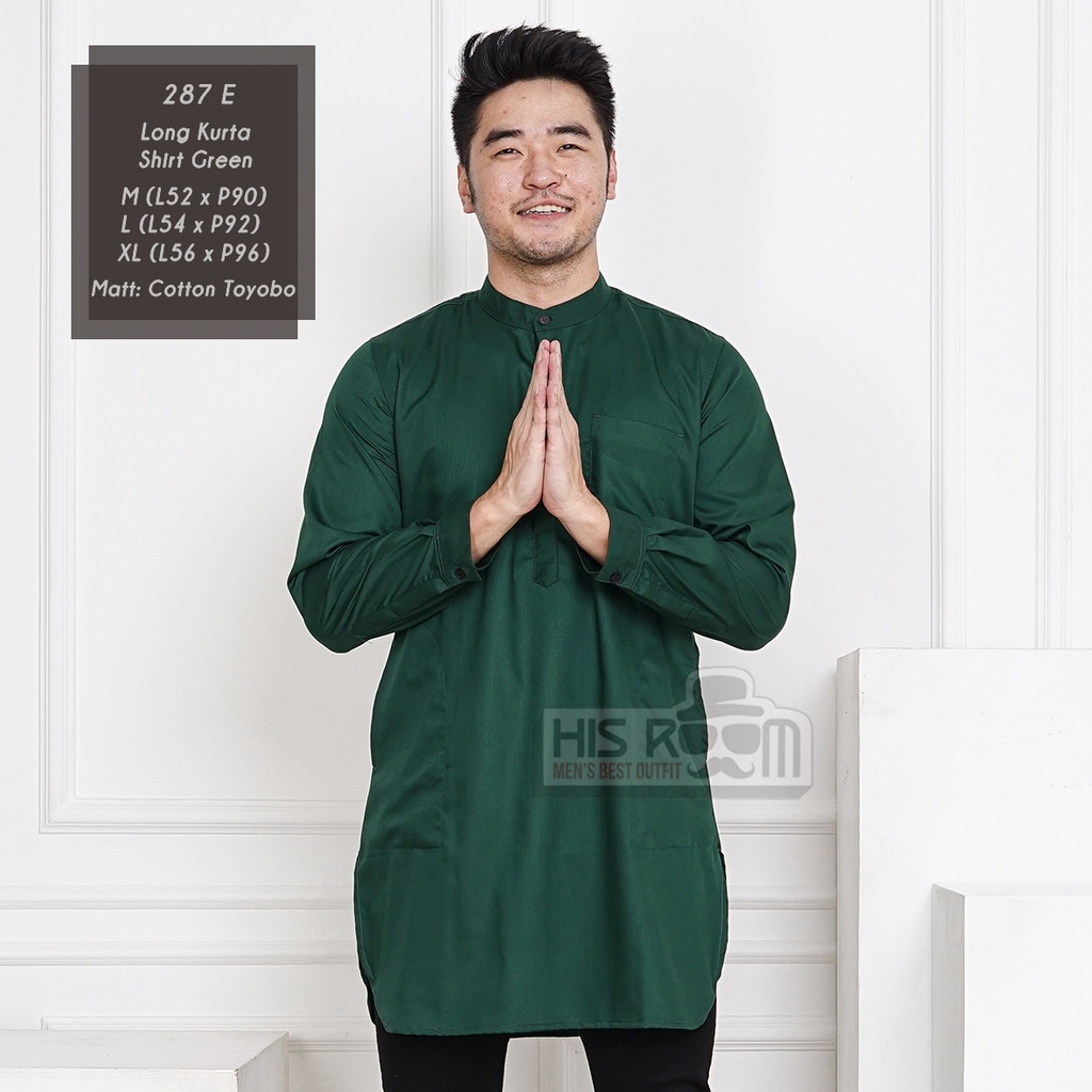 HSRM - Kemeja Kurta Pakistan Kemeja Pakistan Kemeja Kurta Polos Lengan Panjang Kemeja 287