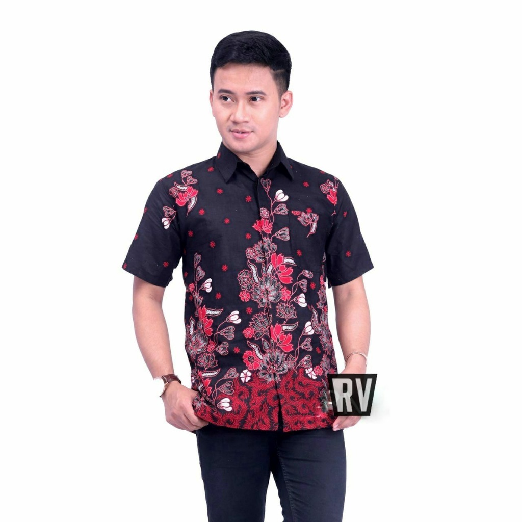 Risna Batik HRB026 Kenongo Hem Kemeja Batik Pria Lengan Pendek Katun Primis Premium Halus M L XL XXL