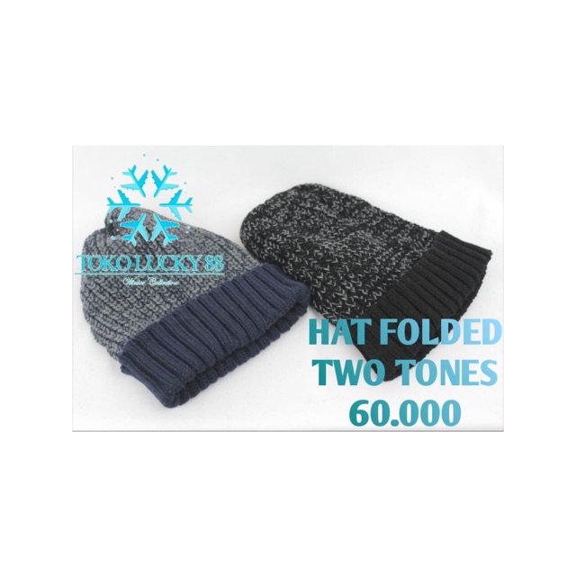 IMPORT Hat Folded Two Tones Topi Kupluk Rajut Wool