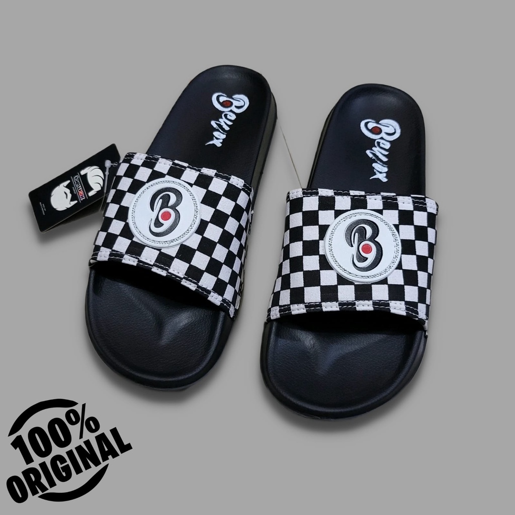 Sandal Slide Checker Board / Sendal Slip On Catur bewox ori