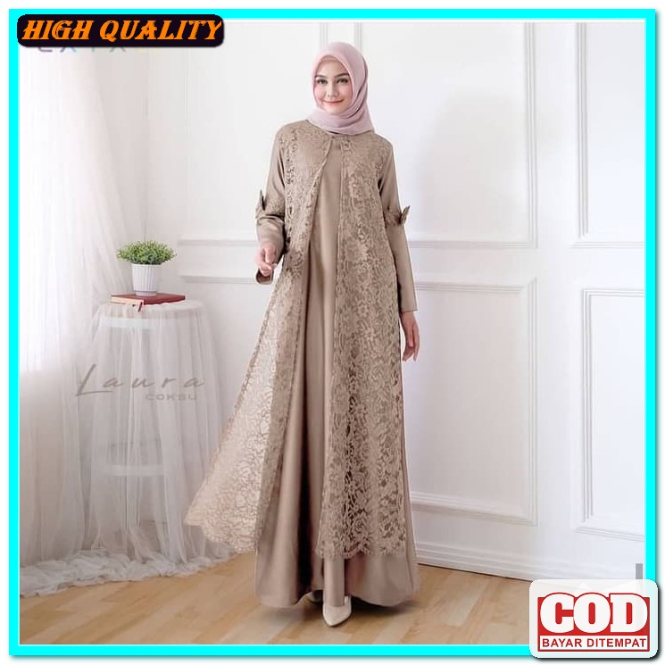 Baju Gamis Nibras Nbrs Nb 197 Syari Wanita Dewasa Promo Diskon Mu MH664 Baju Laura Maxi Brukat Ter