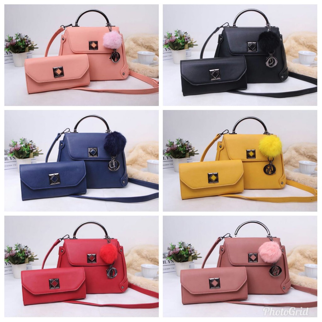 Dior Narini Pompom 3153-1 DEN ( set dompet ) NEW ARRIVALS BATAM TAS MURAH FASHION WANITA TAS WANITA