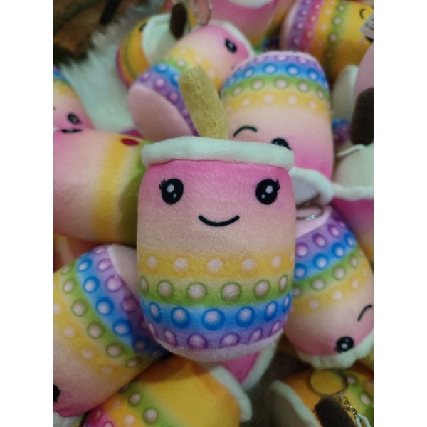 Gantungan Kunci Boneka Boba Rainbow Pelangi Terbaru Lucu Imut Ukuran 15cm