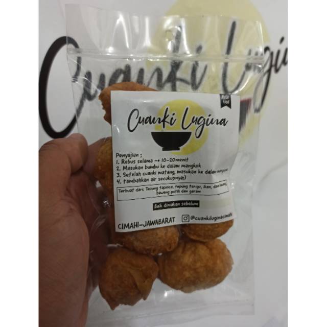 

Cuanki lugina kemasan besar isi 20 biji bisa untuk 3-4 orang/porsi sudah plus bumbu