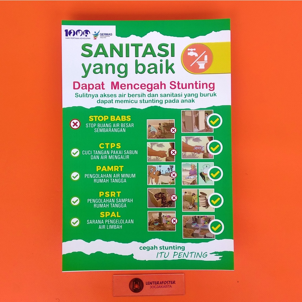 Jual Poster Sanitasi Baik Cegah Stunting, Stunting, Poster Kesehatan ...