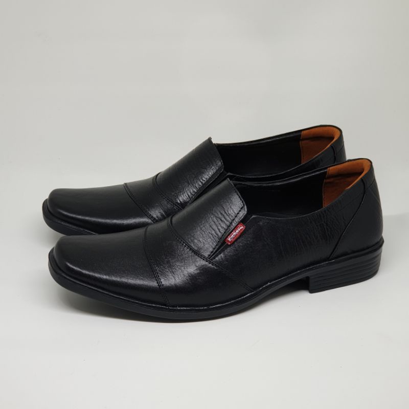 Sepatu Pantofel Pria KULIT ASLI Kickers Formal Kerja Kantor Hitam Coklat Tua JBL 10 35