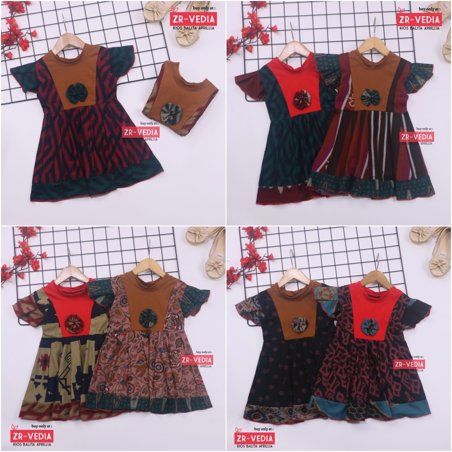 Dress Tania uk 6-18 Bulan / Dres Lengan Pendek Baby Perempuan Baju Gaun Pesta Bayi Murah Impor