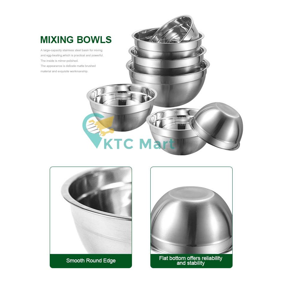 KTCmart - Mixing Bowl 26 cm/ Mangkok Baskom Adonan Stainless Steel