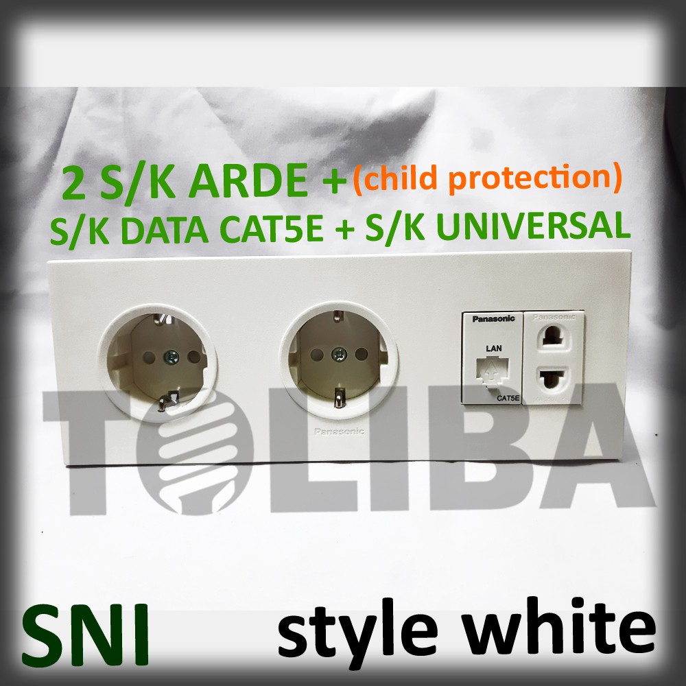 stopkontak data cat5e + s/k 3 lubang arde cp s/k universal minimalis style white ib panasonic sni