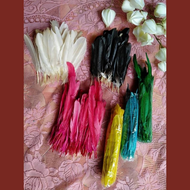 panjang  ulu 20cmbulu ayam pendek warna warni||bulu warna||bulu hias||bulu sayap warna