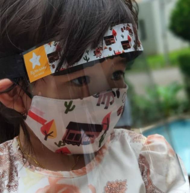 MASKER KAIN PLUS FACE SHIELD ANAK 2-10 thn