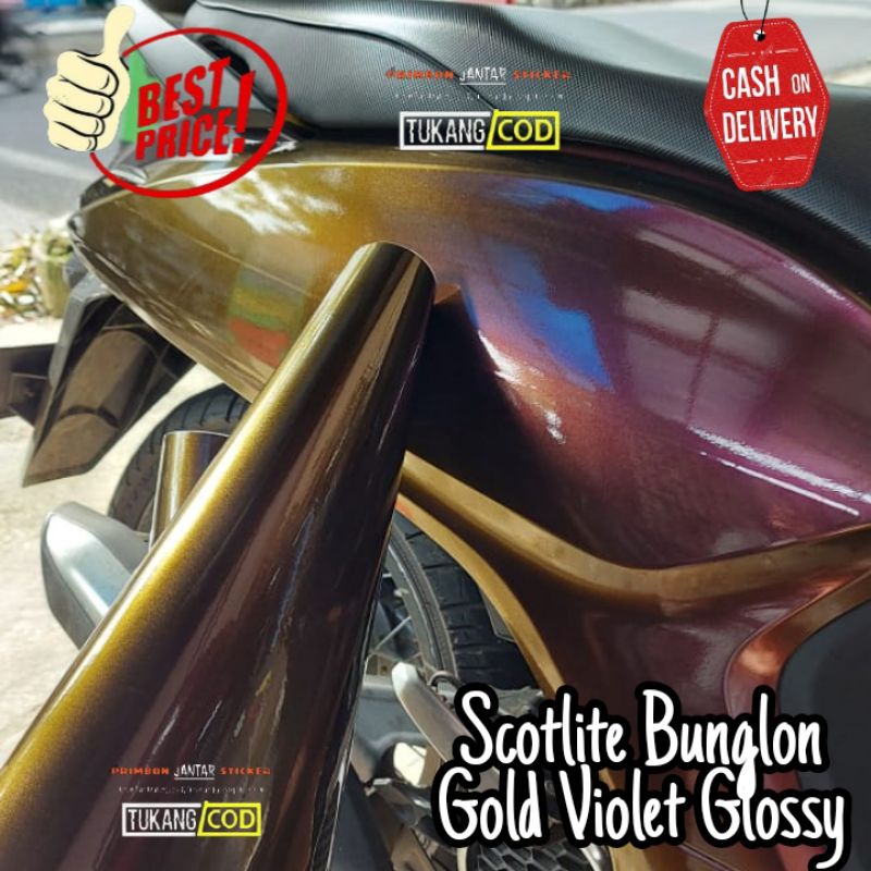 Sticker scotlite bunglon gold skotlet motor bunglon chameleon violet gold glossy mengkilap skotlet m