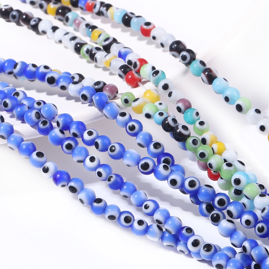 4/6/8 Mm Multicolor Mata Bulat Manik-manik Kaca Dalam Jumlah Besar Manik-manik untuk DIY Perhiasan Aksesoris Jalinan Gelang Kalung