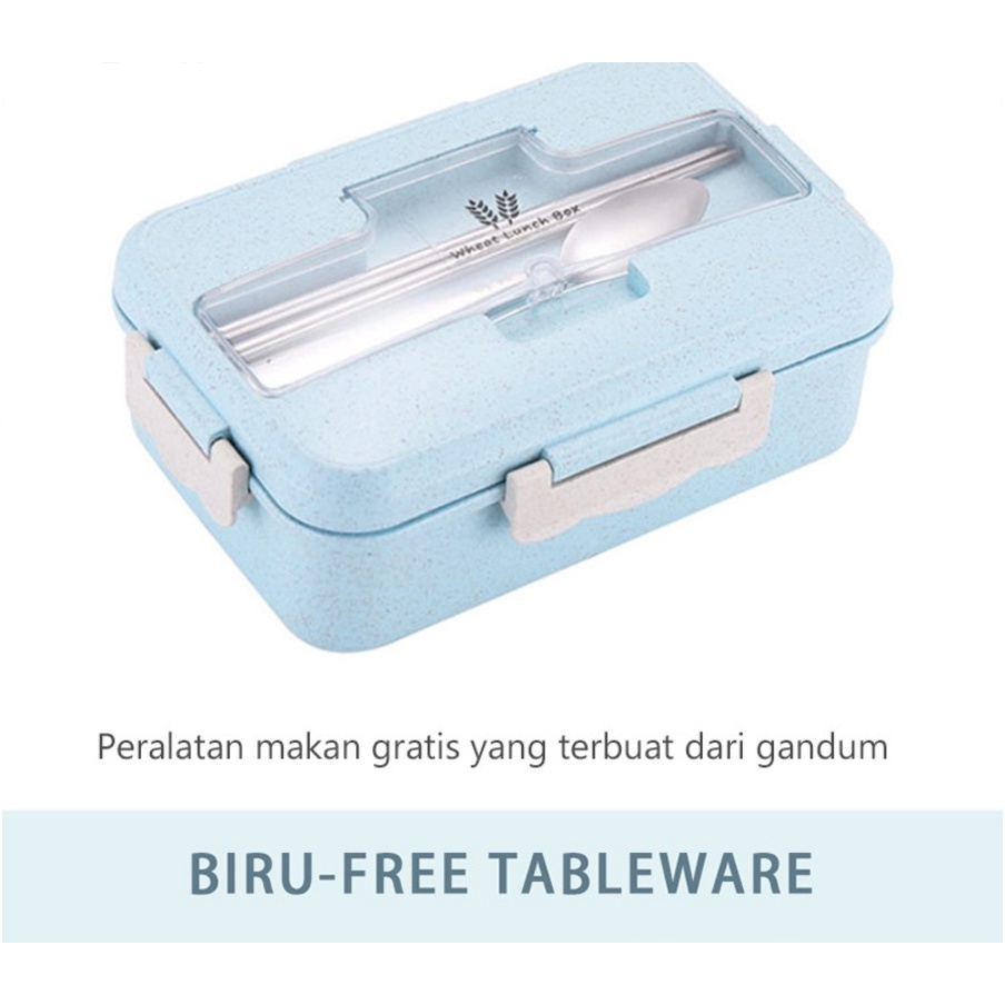 Kotak Bekal Makan Jerami / Kotak Makan Anti Tumpah Free Sendok dan Sumpit / Lunch Set BOX / Box Makan