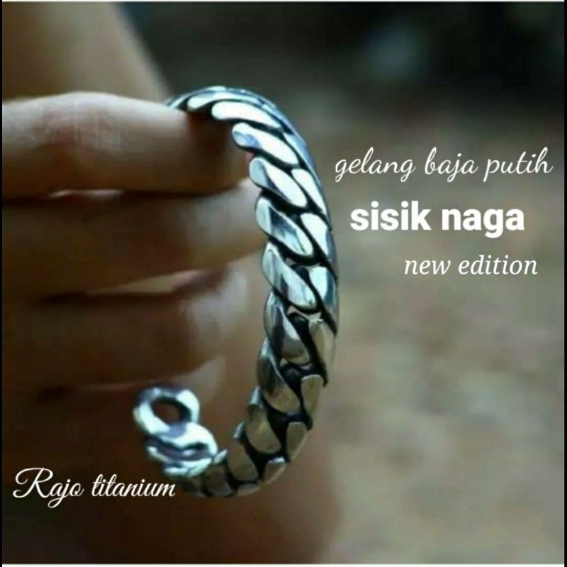 GELANG TITANIUM BAJA PUTIH MONEL SISIK NAGA PRIA WANITA ANTI KARAT ANTI LUNTUR TERBARU TERMURAH