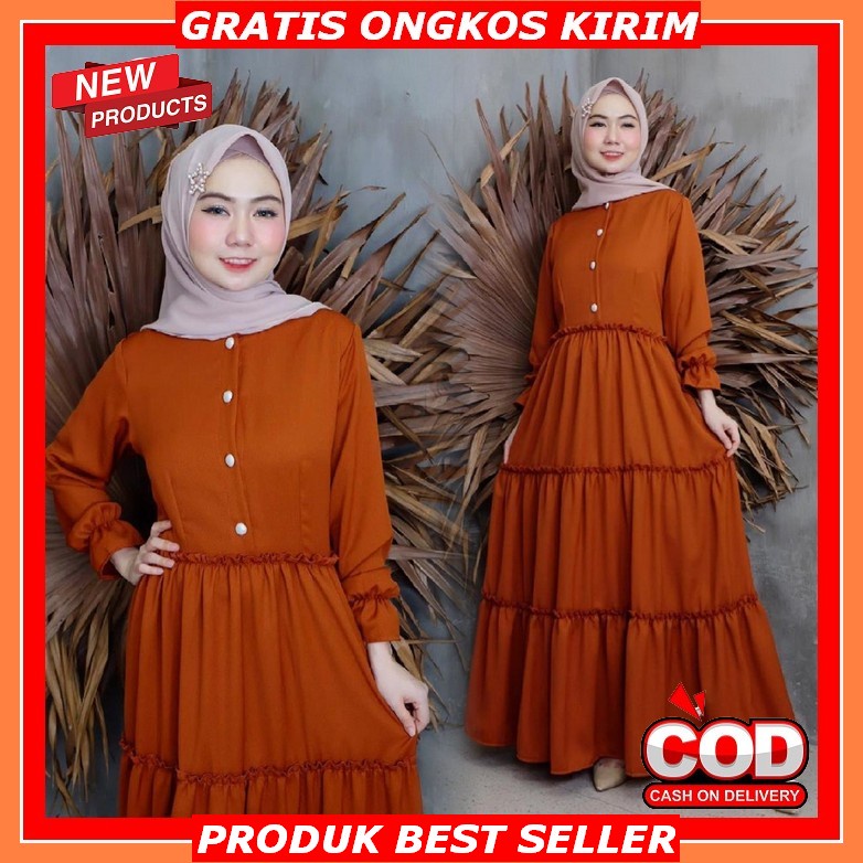 Gamis Wanita Terbaru 2022 Lebaran Remaja Muslim Renda Trend Termurah Modern Long Dress Midi Casual M