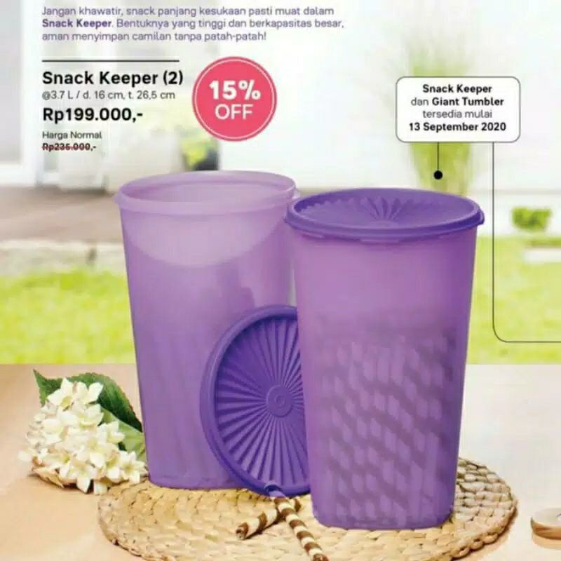 SNACK KEEPER UNGU ( DAPAT 2 PCS ) - TUPPERWARE