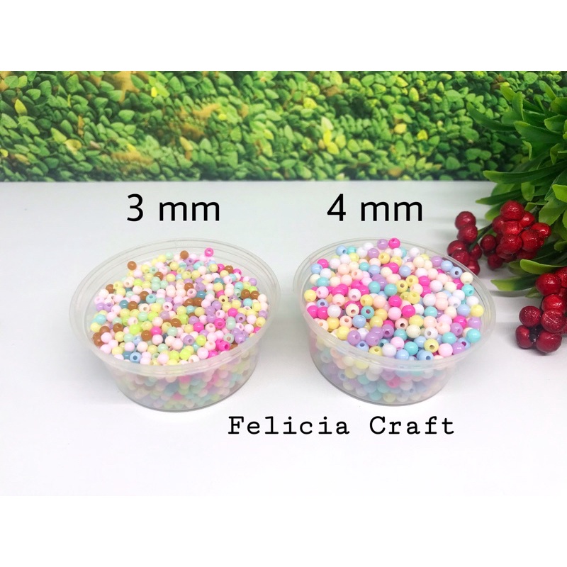 20 gr. Manik mote susu warna pastel 3mm 4mm