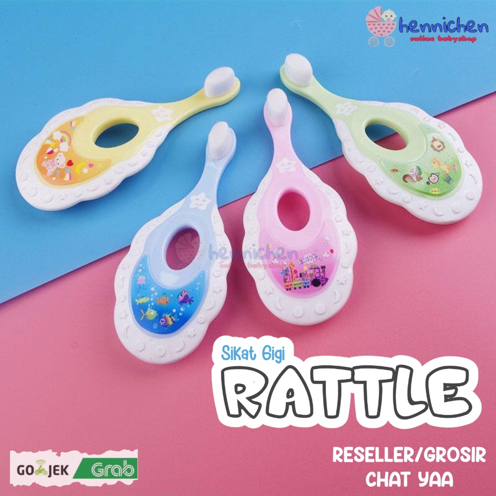 Sikat Gigi Rattle Untuk Anak Bayi Baby Soft Silicone Tooth Brush Teether