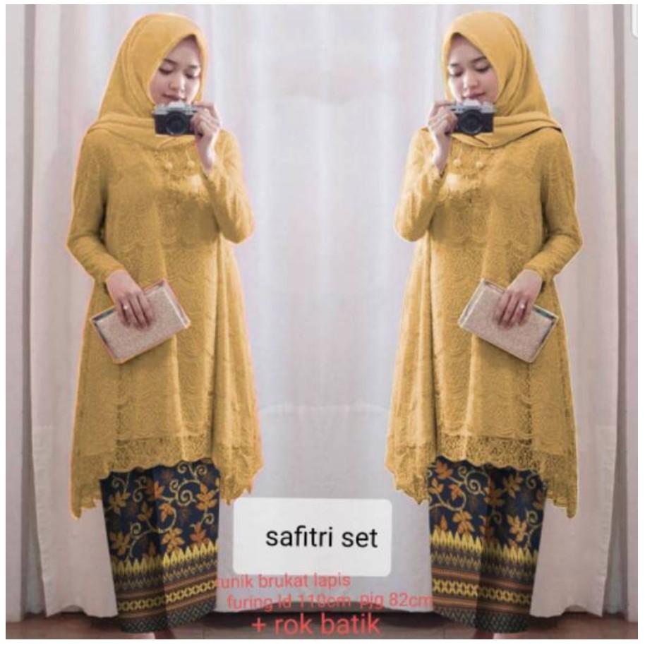 (S,M,L,XL,XXL) SET SAFITRI KEBAYA ADELIA PREMIUM + ROK BATIK + BRUKAT TEBAL+ REAL PICT !