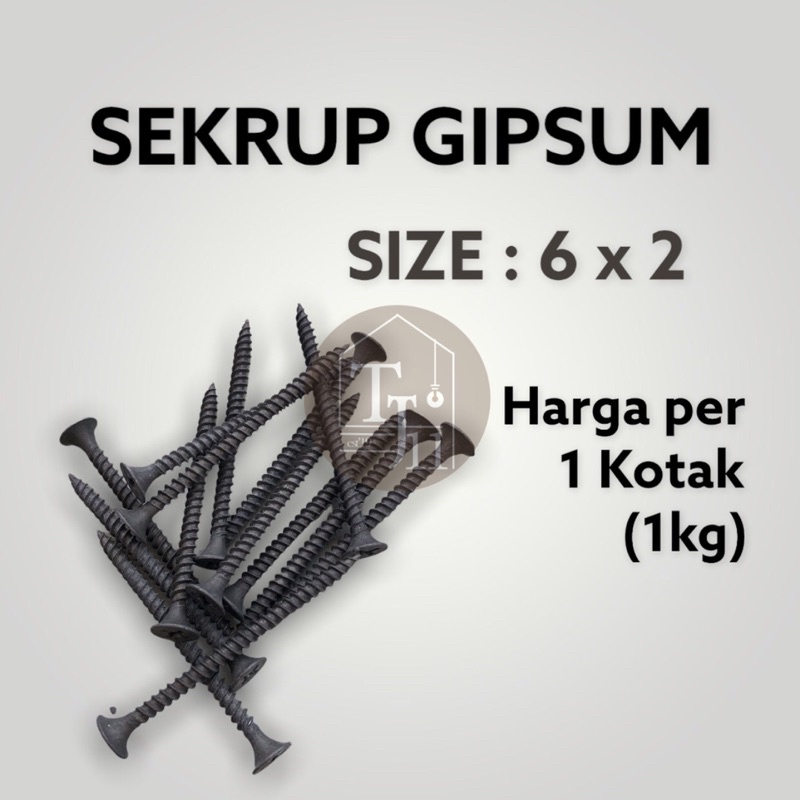 Skrup Gypsum Skrup Gipsum / Sekrup Gypsum ukuran 6 x 2 harga per kotak isi 1kg